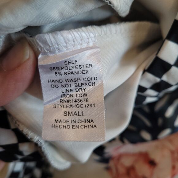 Floral Checkered Stripe Elastic Waist Pants Pull On Pockets Hot & Delicious NEW - Picture 13 of 15